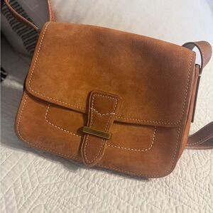 Fossil Brown Suede Crossbody Bag